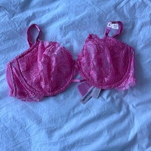 Victoria's Secret Hot Pink Lace Underwire Bra Unlined
